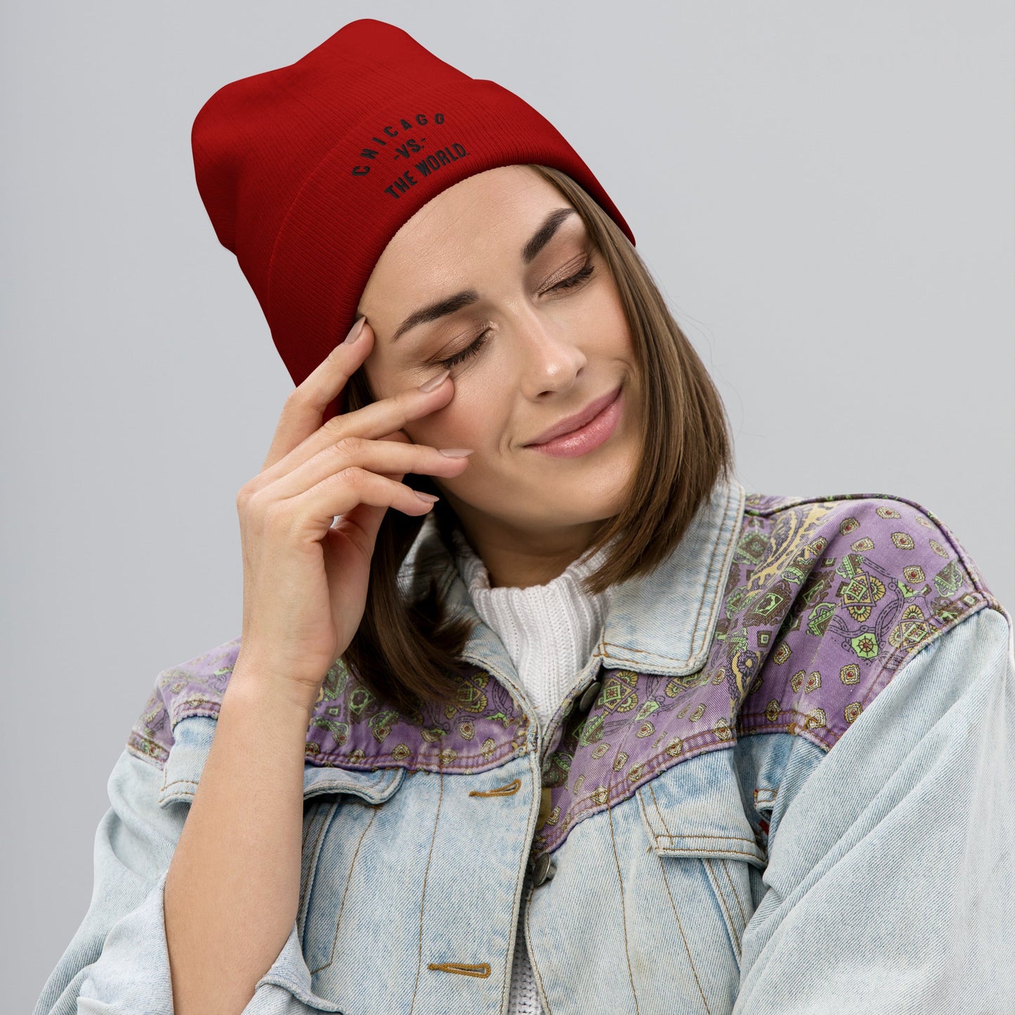 CHICAGO Vs The World Embroidered Beanie - VS THE WORLD