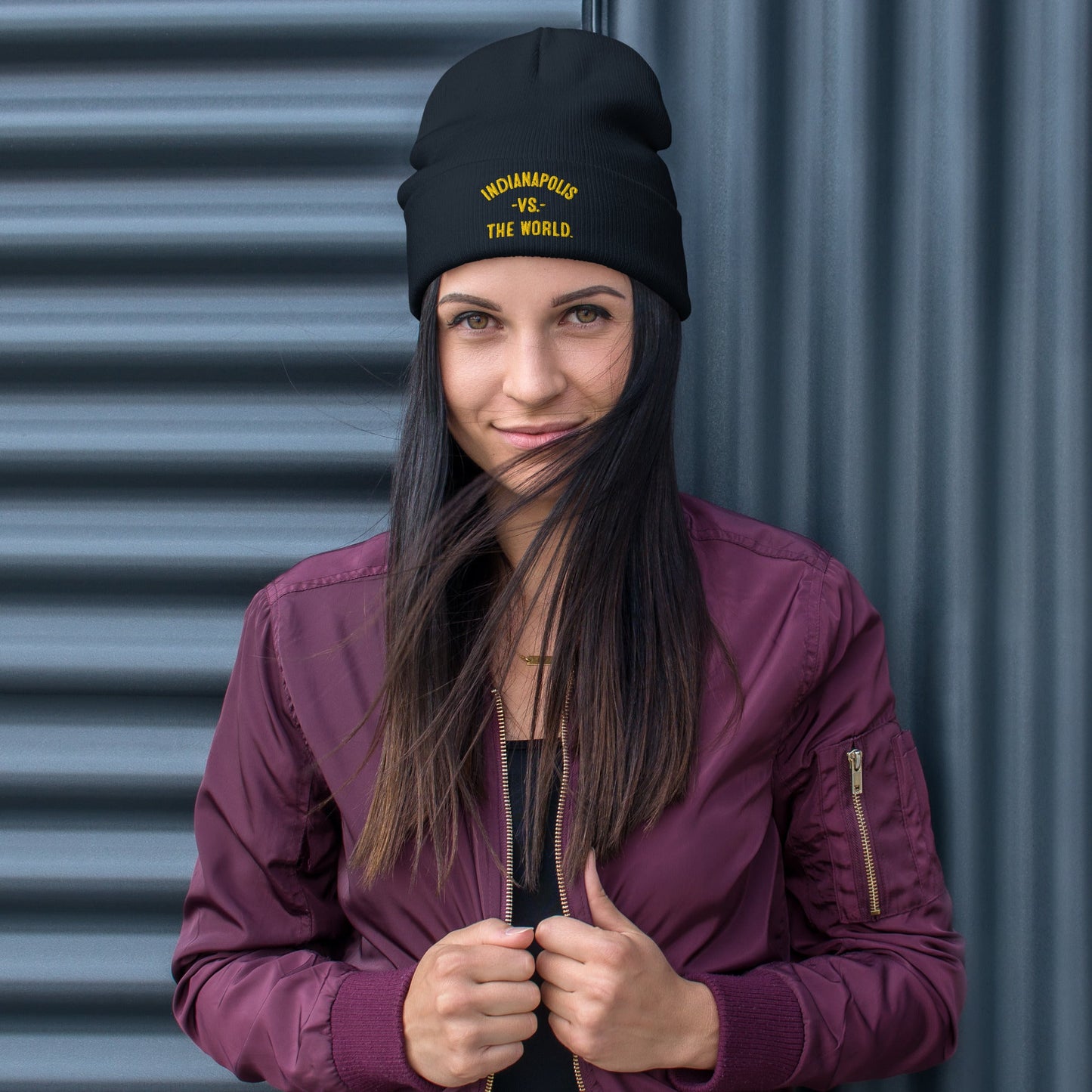 INDIANAPOLIS Vs The World Embroidered Beanie - VS THE WORLD