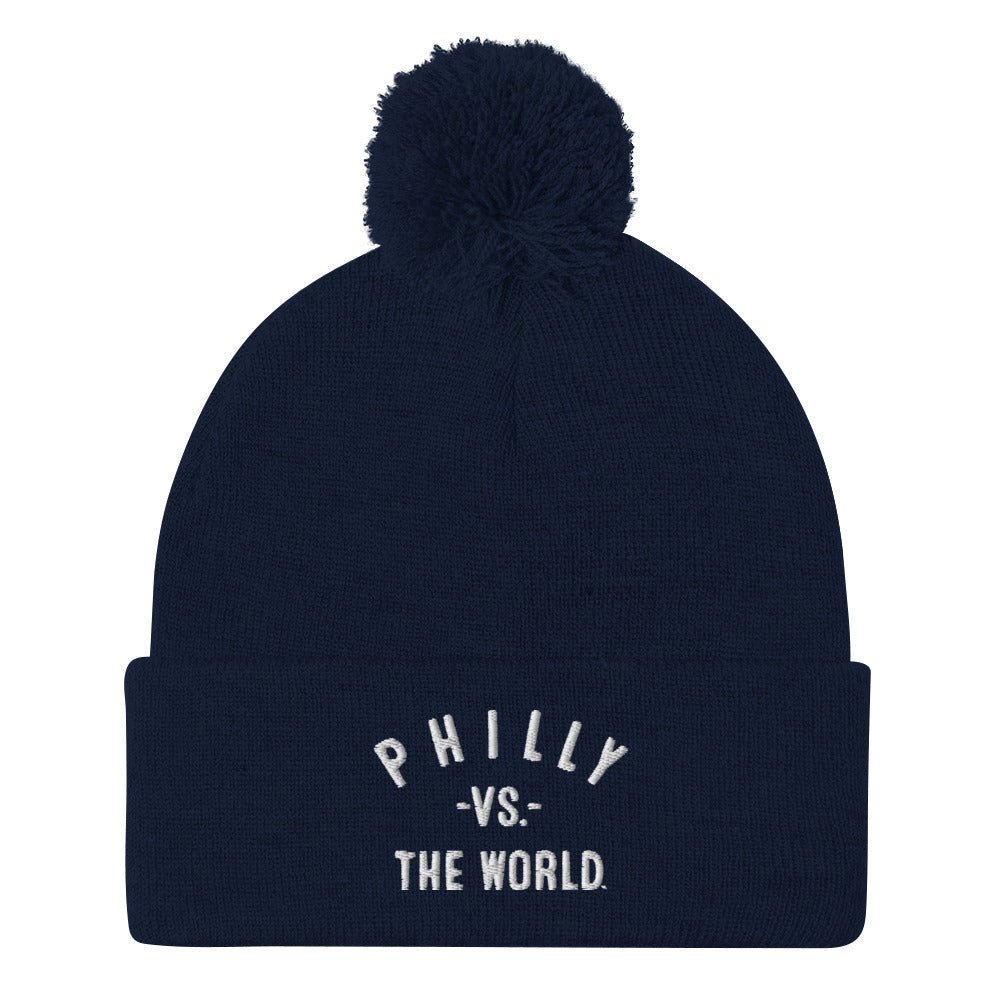 PHILLY Vs The World Embroidered Pom Beanie - VS THE WORLD