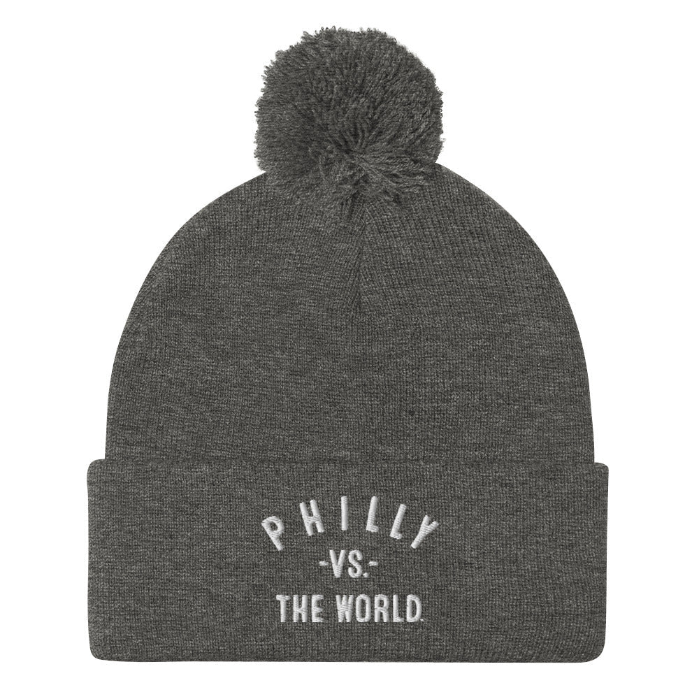 PHILLY Vs The World Embroidered Pom Beanie - VS THE WORLD
