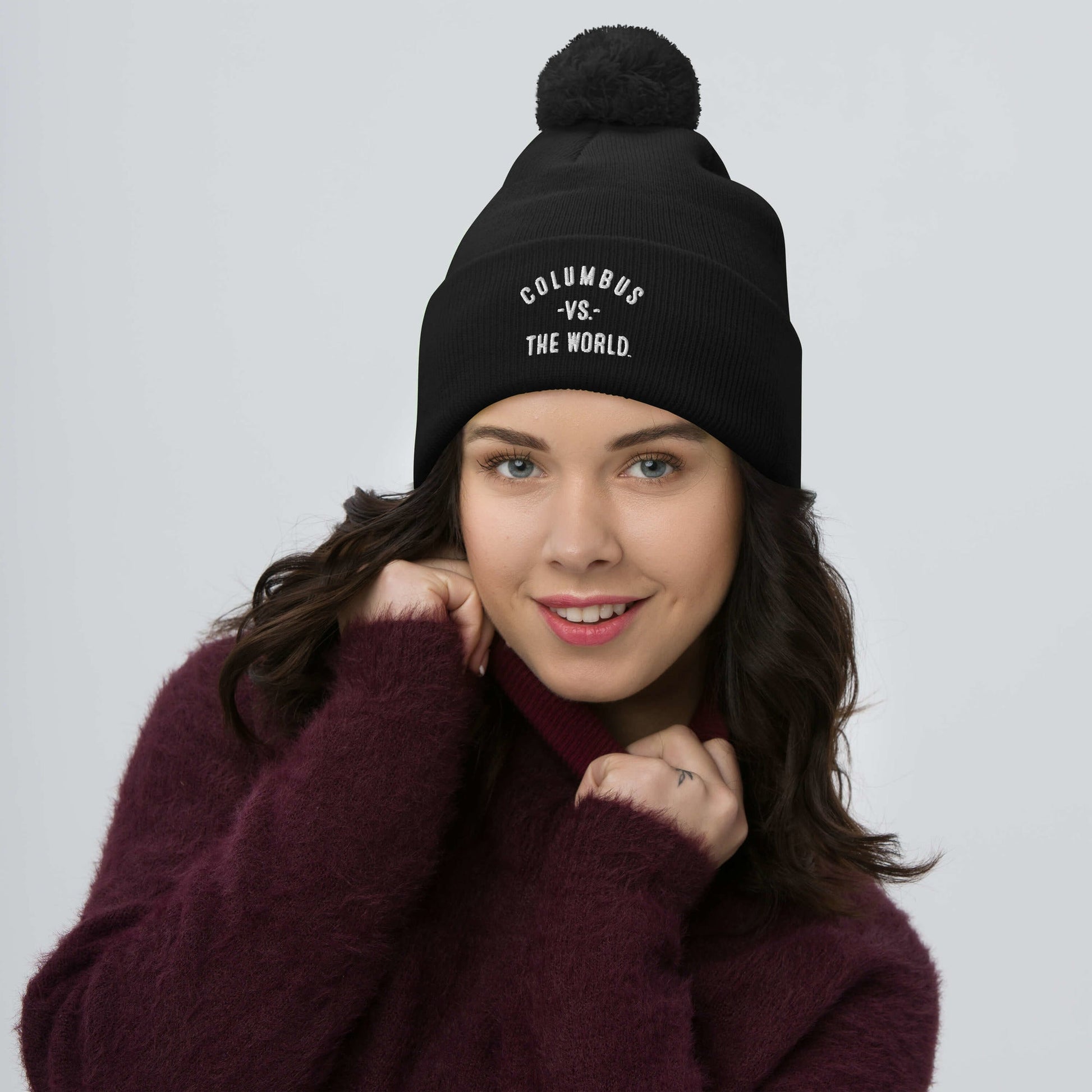 COLUMBUS Vs The World Embroidered Pom Beanie - VS THE WORLD